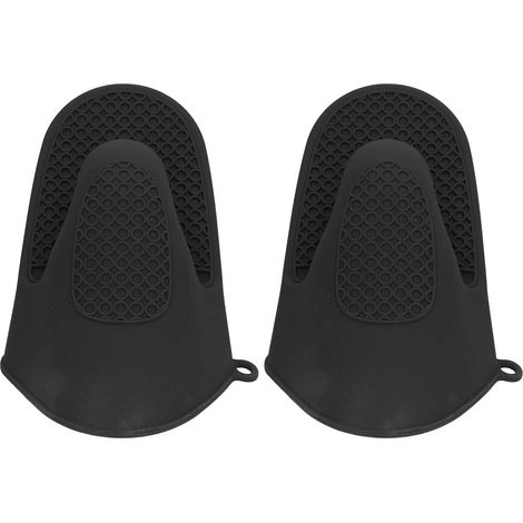 Ensemble de mini-mitaines pour four en silicone (2 pièces) - Noir Résistant à la chaleur jusqu'à 260 °C, antidérapant et lavable au lave-vaisselle Pour la cuisine, le barbecue et la cuisson (1/5)