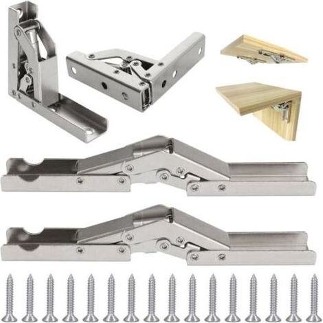 4 Pièces Charniere Invisible Porte Rentrante, étagère Pliables à 90/180 Degrés, Charniere Meuble, Charniere Porte Placard avec 16 Vis, Accessoires de Meubles, Charniere pour Armoire Porte Placard (1/5)