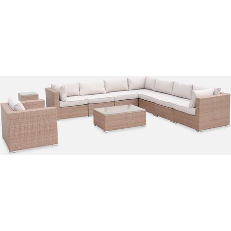 Conjunto de jardín en resina tejida, 8 a 10 plazas