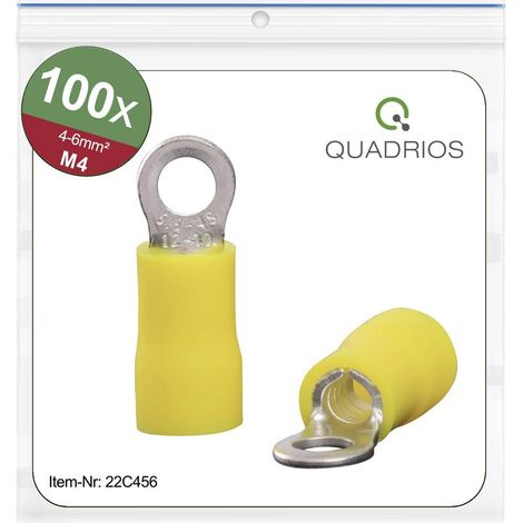 QUADRIOS 22C456 SEZIONE MASSIMA TERMINALE AD OCCHIELLO=6,0 MM DI FORO=4,3 MM PARZIALMENTE ISOLATO GIALLO 1 SET (1/4)