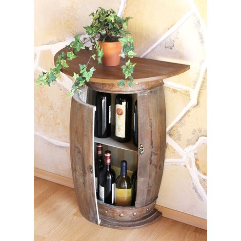 Dandibo – Table murale semi-circulaire casier à vin en bois – Hauteur 75 cm, largeur 60 cm, profondeur 30 cm – Pour salle à manger, salon, cave à vin (1/5)