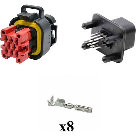 Kit Connettore Ampseal Maschio Femmina 8 Vie Nero da circuito stampato