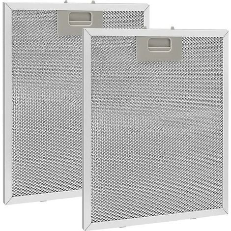 Deux filtres à graisse métalliques pour hottes de cuisine, fabriqués en alliage d'aluminium de haute qualité, dotés d'une filtration multicouche, d'une grande polyvalence et faciles à nettoyer et à in (1/4)
