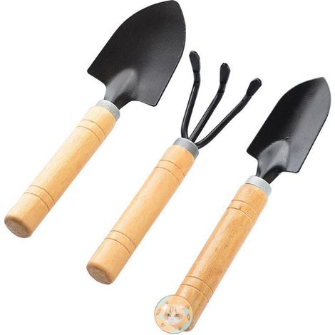 Cet ensemble de trois mini pelles et râteaux résistants est idéal pour ameublir la terre autour des plantes en pot et des semis les manches en bois sont dimensionnés pour être facilement utilisés par (1/5)