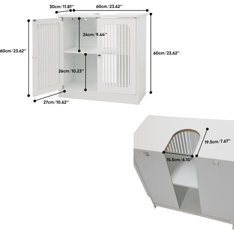 Meuble vasque sans lavabo, armoire de salle de bain sur pied à double porte et façade à lattes, armoire de salle de bain blanche. (1/5)
