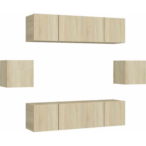 Maison Exclusive - 6-tlg. TV-Schrank-Set Sonoma-Eiche Holzwerksto (1/5)