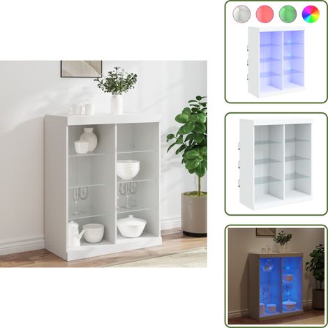The Living Store Sideboard mit LED-Leuchten Weiß 81x37x100 cm - Sideboard (1/5)