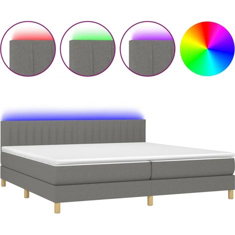Maison Exclusive - Letto a Molle Materasso e LED Grigio Scuro 200x200cm in Tessuto