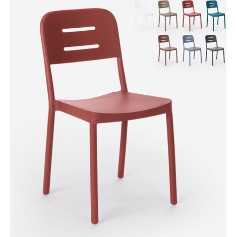 Sedia design in polipropilene moderno per bar cucina ristorante giardino Mose - Rosso