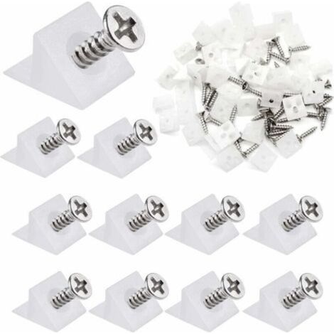 80 Pièces Cales de Réparation, Renfort Tiroir Équerre, Stabilisateurs de Tiroir, Cale Plastique D'Angle avec Vis, pour Armoires, Tiroirs ( Blanc ) (1/5)