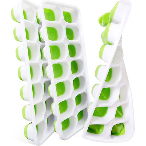 Bac à glaçons en silicone avec couvercle, lot de 3, sans BPA, moule à glaçons en silicone pour bière, cocktails, whisky et autres boissons. (1/5)