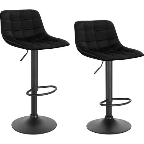 WOLTU 2er-Set Barhocker Küchenstuhl Barstuhl mit Rückenlehne und Einstellgriff, höhenverstellbar & 360° drehbar, Tresenhocker Bar Hocker aus hochwertigem Samt und Metall, Schwarz (1/5)