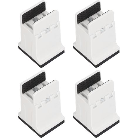 Lot de 4 rehausseurs de meubles réglables avec pince à vis, en caoutchouc, pour lits et canapés, pour meubles lourds (blanc). (1/5)