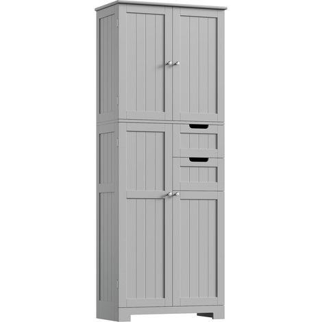 Hochschrank mit 4 Türen und 2 Schubladen, Grau (1/5)