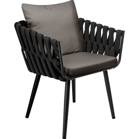 Chaise de jardin Lombardia anthracite avec coussin d assise Gris (1/5)