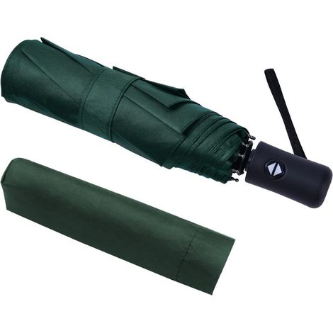 1 Parapluie, Auto pliant, 8 nervures acier inoxydable, Imperméable, Compact, Voyage, Vert foncé (1/5)