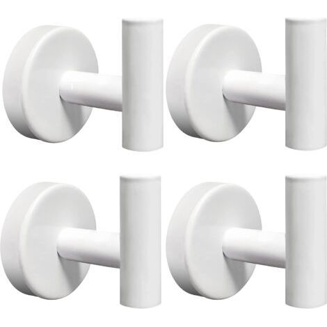 Towel Hooks 4 pcs Bathroom Wall Hook Holder SUS304 Stainless Steel Coat Robe Clothes Hook for Bath Kitchen Hotel Garage (White) (1/5)