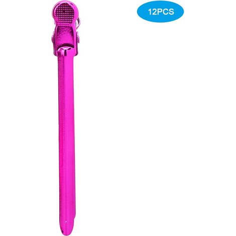 12 Pinces de Coiffure en Acier Inoxydable pour Teinture Cheveux, Clips de Section de Salon, Épingles à Cheveux Carmin (1/5)