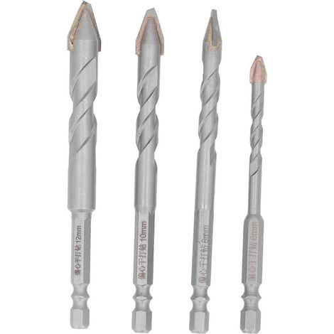 4-teiliges Set aus Hartmetall-Spiralbohrern, multifunktional, sandgestrahlt, Gewindebohrer für Mauerwerk