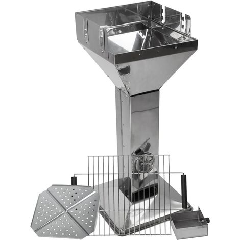 Säulengrill Edelstahl Design Merida 3-fach höhenverstellbar 7,3kg Holzkohlegrill (1/5)