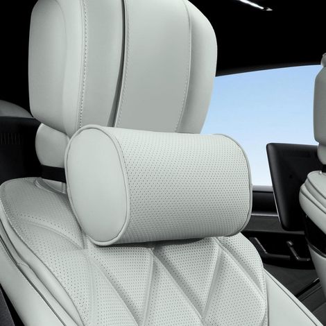 Nackenkissen Auto Leder Memory Foam Kopfstütze für Fahren & Büro, Grau (1/5)