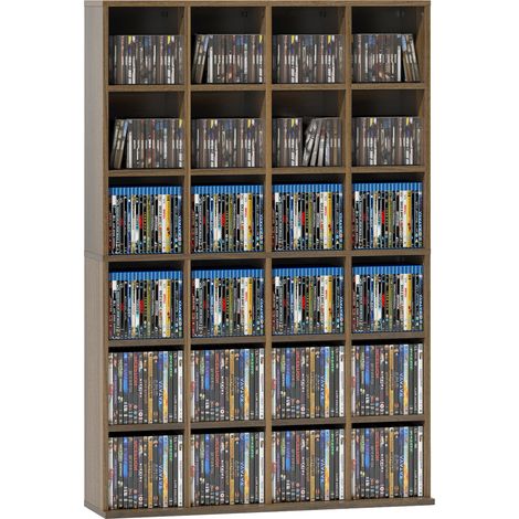 Mobile portaoggetti multimediale per 456 CD/336 DVD - libreria in legno con ripiani regolabili, 89 x 130,5 cm, marrone
