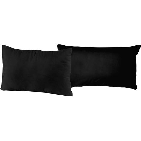 Coppia di Federe 52x82 cm in Cotone Tinta Unita Nero (1/2)