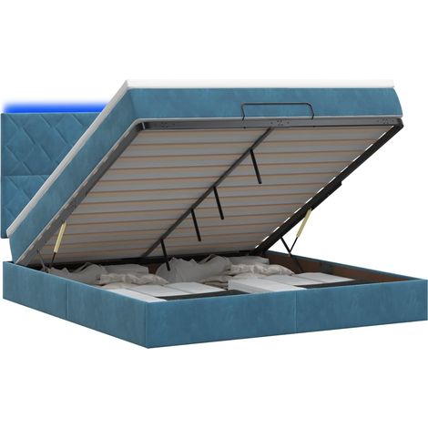 Maison Exclusive - Letto Ottomano con Materasso e LED Blu scuro 180 x 200 cm (1/5)