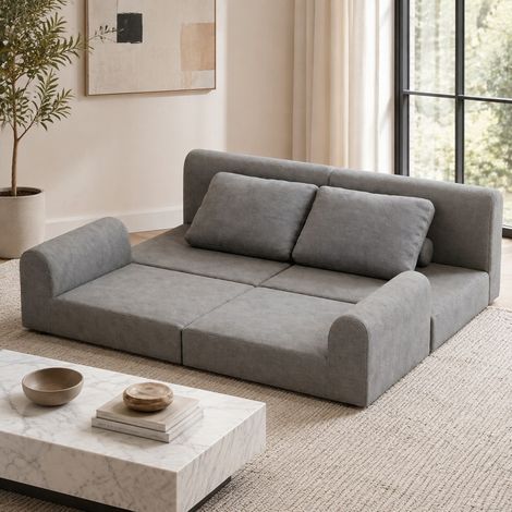 Canapé-lit pliant convertible 160x80x78 cm en flanelle gris, gain de place pour studio – MEUBLIV (1/5)