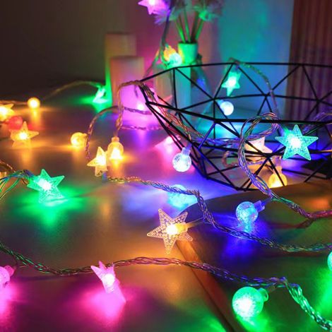 Ortviai Guirlande Lumineuse Étoiles LED pour Décoration Extérieure, Intérieure, Camping et Noël – 6,5 m, 30 lumières, Solaire, 8 modes