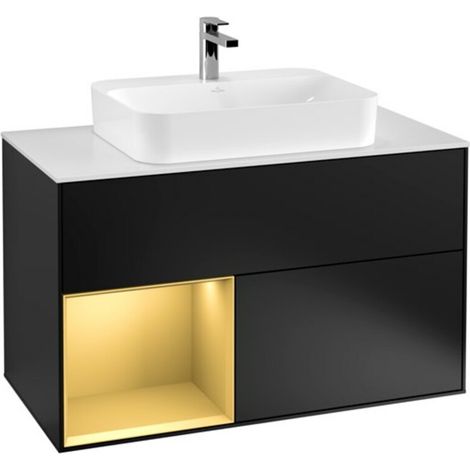 V&B Waschtischunterschrank Finion 100, Pl wh. m, Reg li gol m, bla m Lac (1/2)