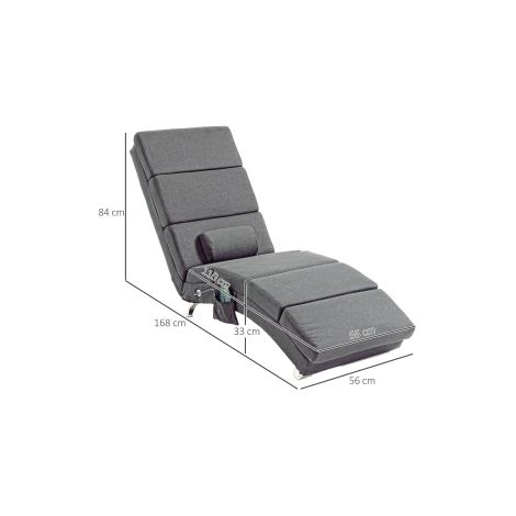 Fauteuil relax électrique gris foncé pliable avec massage, dossier haut, télécommande, 5 modes et coussin pour salon et bureau (1/5)