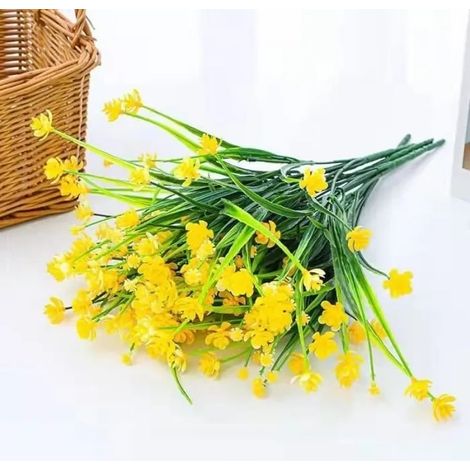 Fleurs artificielles - YSTP - Bouquet de 7 fleurs - Jaune - 36 cm - Décoration extérieure (1/4)