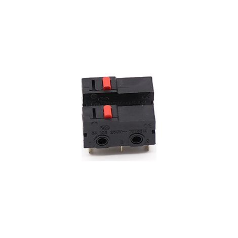 KW12 Miniature Switch, Handleless, Black Plastic Casing, Red Instantaneous Reset, Three-Prong On/Off (1/4)