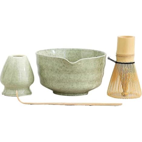 Service à matcha, service à thé japonais comprenant un bol à matcha avec bec verseur, un porte-matcha, un fouet en bambou et une cuillère en bambou [ZHE] Photo couleur (1/5)