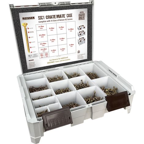 Reisser SSC1 2115pc Crate Mate Case with 14 Sizes of R2 Screws - CSK Pozi Wood Screws