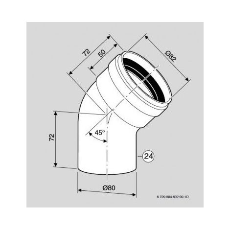 Junkers Bosch – Coude 45° Ø80 mm AZ 279 – Raccord tuyauterie pour chauffages Hydronext et Celsius Next – Angle aigu pour circulation fluide