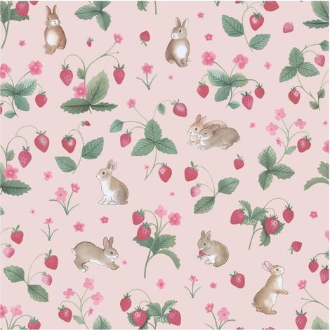 Holden Decor Bunnies Berries Pink Wallpaper Paste The Paper Kids Nursery