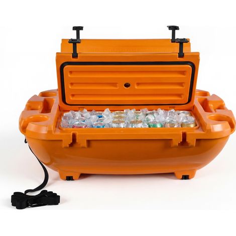 VEVOR Glaciere Flottante 37,9 L, Bar Flottant Rigide en LLDPE, pour Boissons Fraiches sur lEau et Terre Piscine Plage, Glaciere Amphibie avec Compartiment Sec et Corde de Remorquage, Orange (1/5)