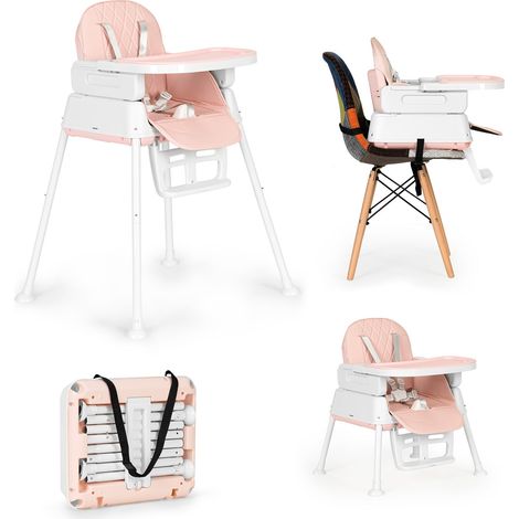 ECOTOYS Seggiolone pieghevole per bambini 3 in 1 rosa