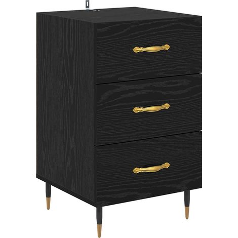 Maison Exclusive - Armadio da Notte Rovere Nero 40 x 40 x 66 cm Legno multistrato
