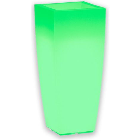 Leuchtende Vase "Stilo Square Bright" mit Dekoration, mit LED, für den Außeneinsatz 'Made in Italy -Grün / Square 33 cm / Mit Kabel (1/4)