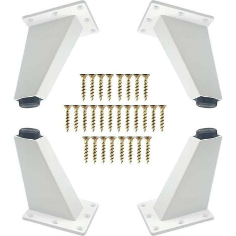 Möbelbeine, schräge Beine aus Aluminiummetall, Ersatz für Sofa, Schrank, Tisch, Frisiertisch, Befestigungsschrauben im Lieferumfang enthalten, weiß, 80 mm (1/4)