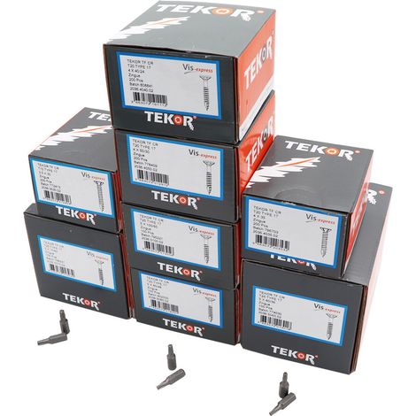 TEKOR PACK PRO 1200 Vis Tête fraisée Cranté TORX Acier zingué-1 pièce