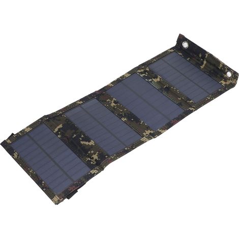 Tragbares 10-W-5-V-Solarpanel, faltbar, USB-Ladegerät, IP65 wasserdicht, für Rucksackreisen, Camping, Wandern, Tarnmuster (1/5)