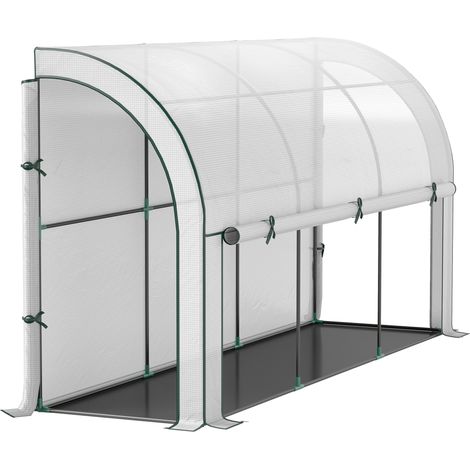 Freistehendes Gartengewächshaus, barrierefreier Pflanzenschutz, Kunststoffabdeckung, 300 x 80 x 157 cm, weiß