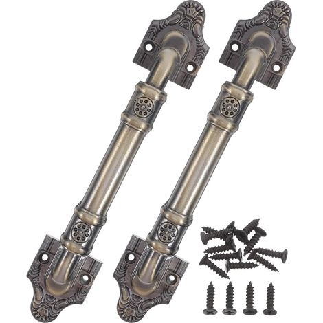 de 2 poign es de porte de grange vintage en m tal avec motif (1/5)