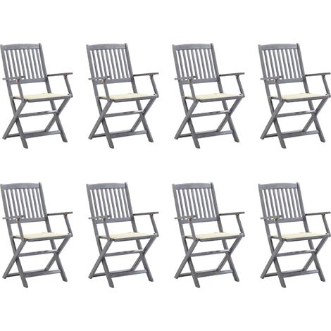Klappbare Gartenstühle 8 Stk. mit Kissen Massivholz Akazie