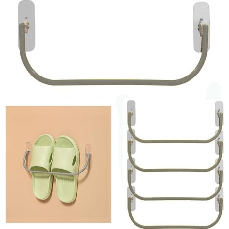 （Gris）5 Pièces Étagère Chaussures pour Montage Mural Porte, Étagère Chaussures Support Mural Set, Étagère Chaussures Murale, Porte Chaussures Pliant à Suspendre, Montage mural Sans perçage