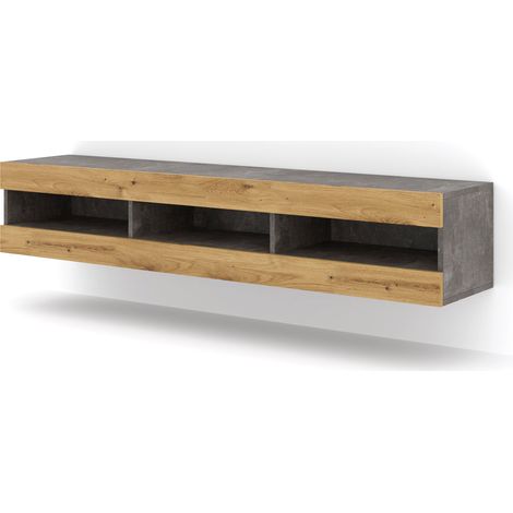 Porta tv a parete o in piedi MANTA 160 cm cemento scuro / rovere artigianale (1/4)